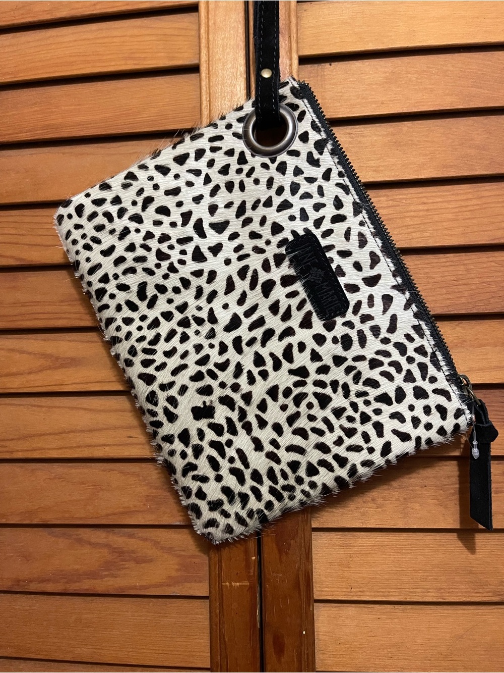 Spotted Wristlet Card & Key Holder - Black and White